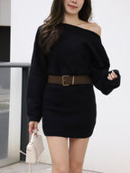 Knitted Mini Dress with Belt