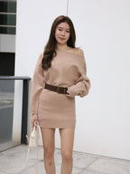 Knitted Mini Dress with Belt