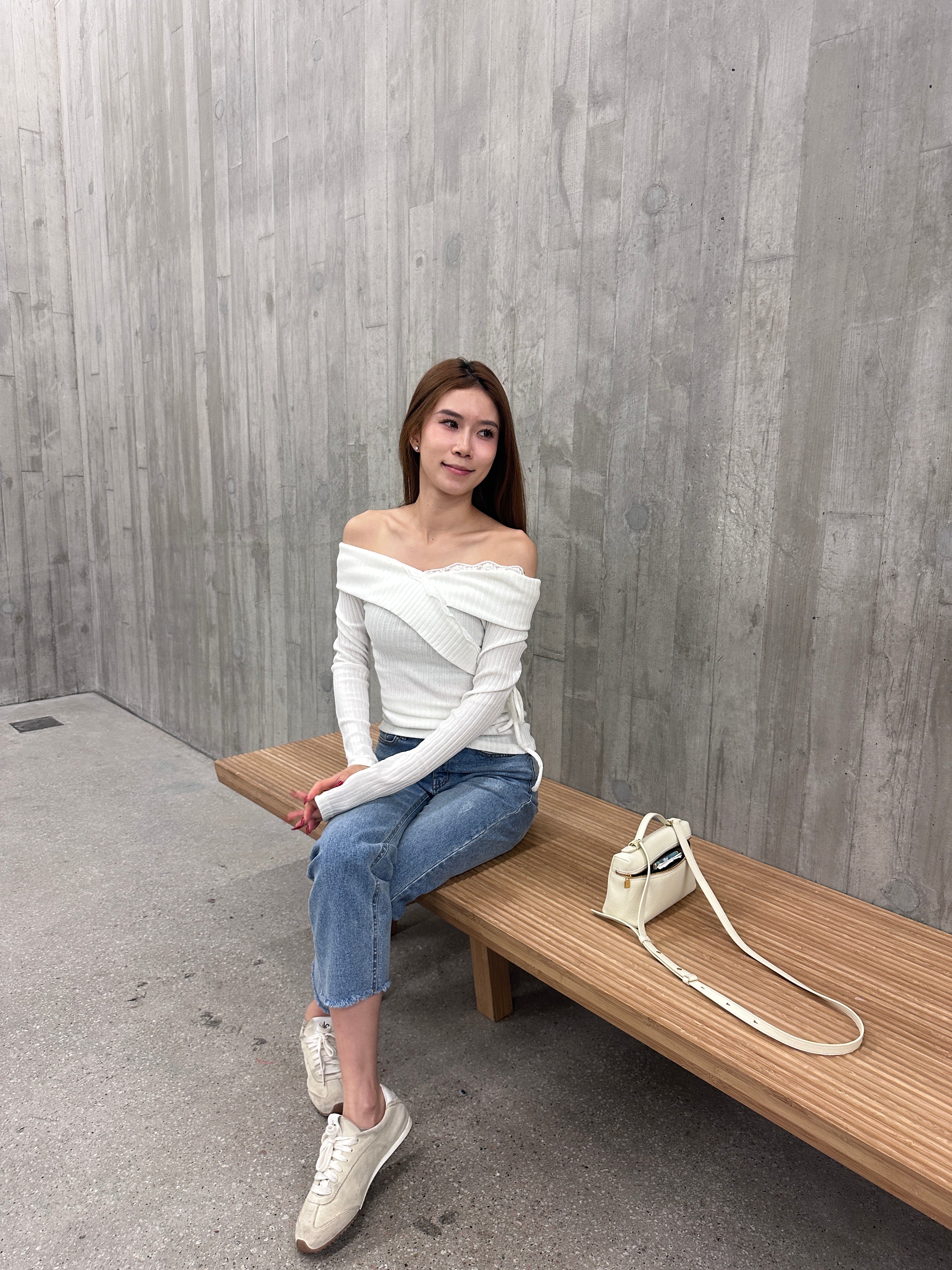 Lace Cross Layered Long Sleeves Top