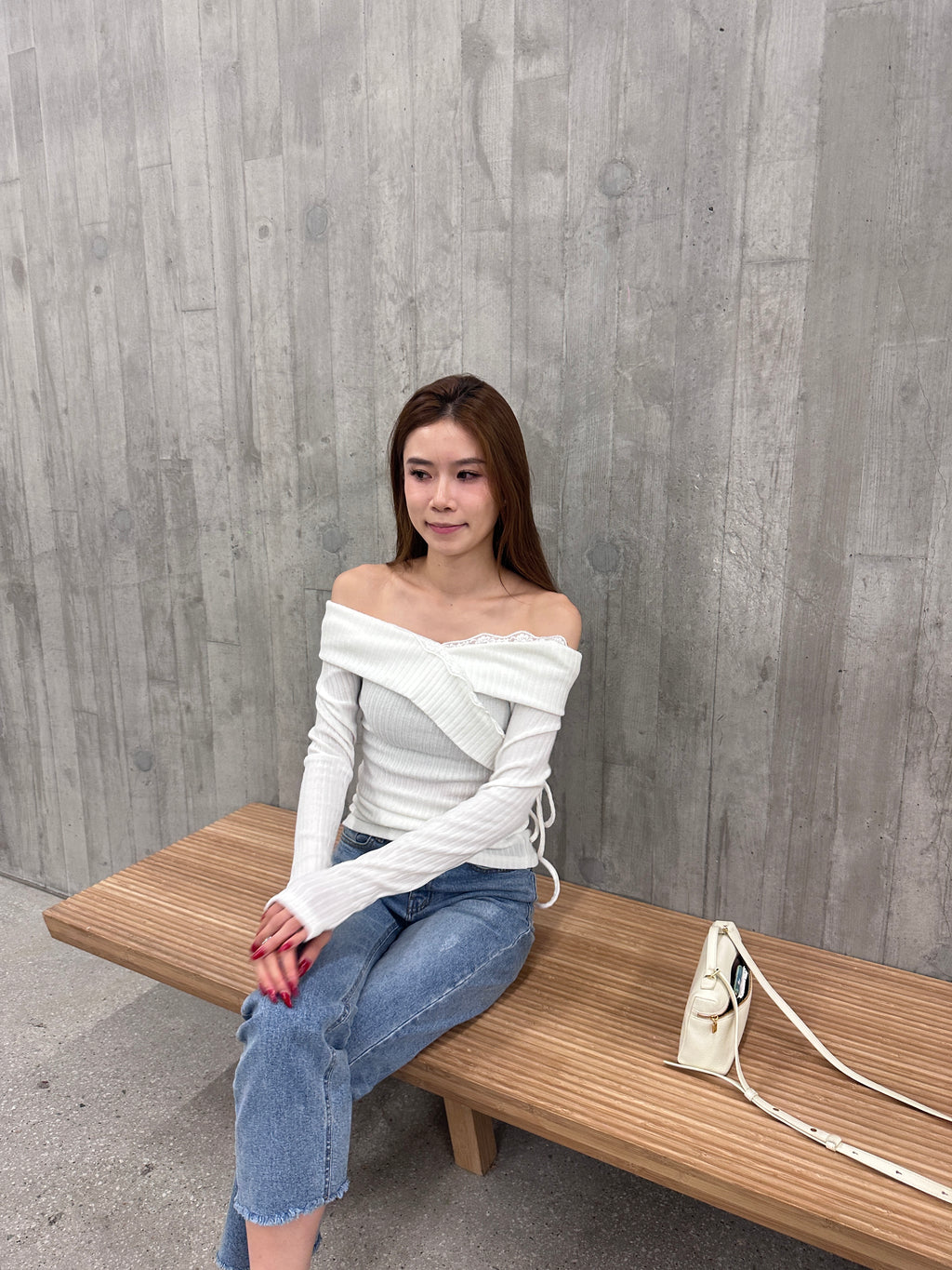 Lace Cross Layered Long Sleeves Top