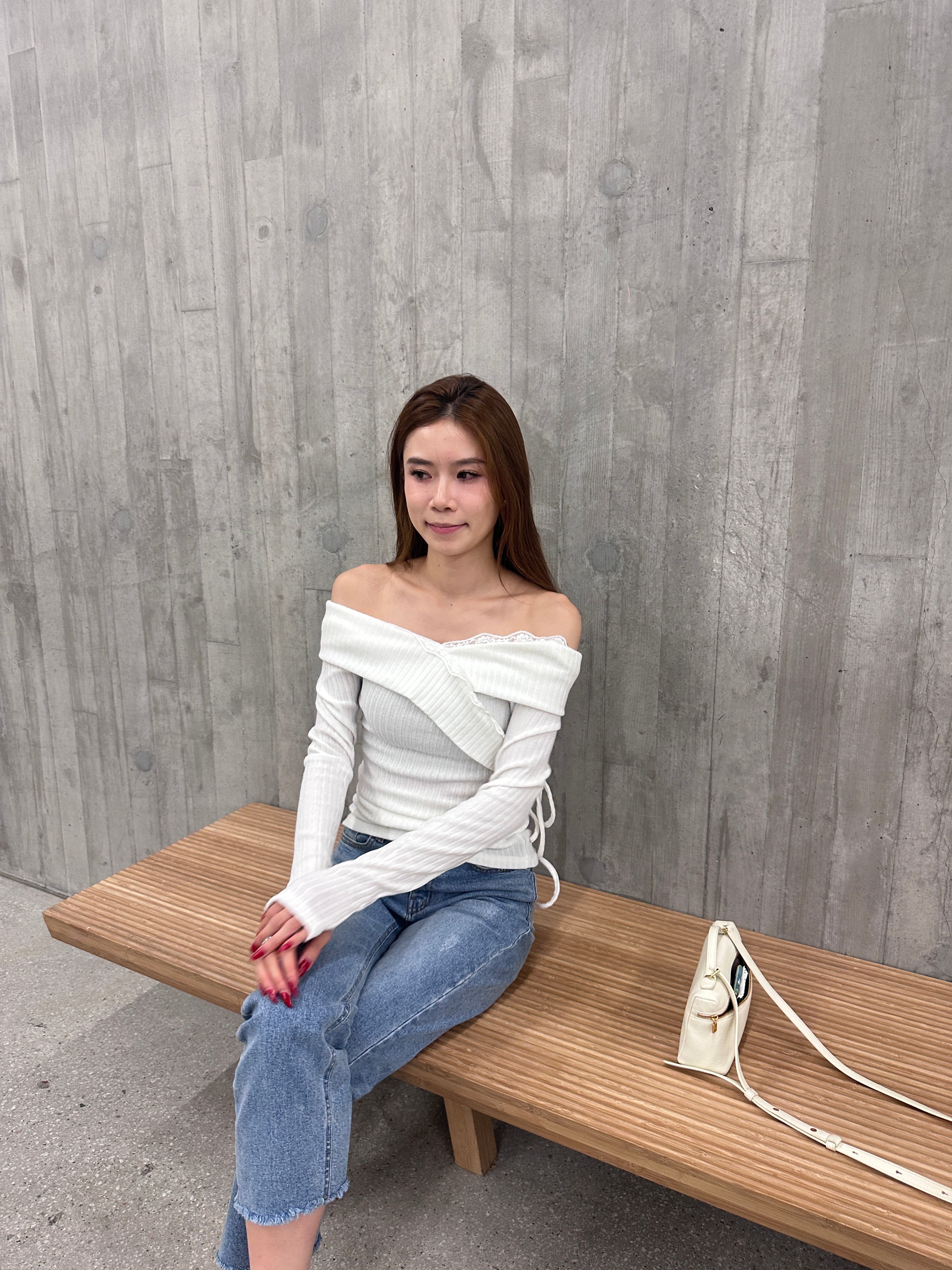 Lace Cross Layered Long Sleeves Top