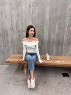 Lace Cross Layered Long Sleeves Top