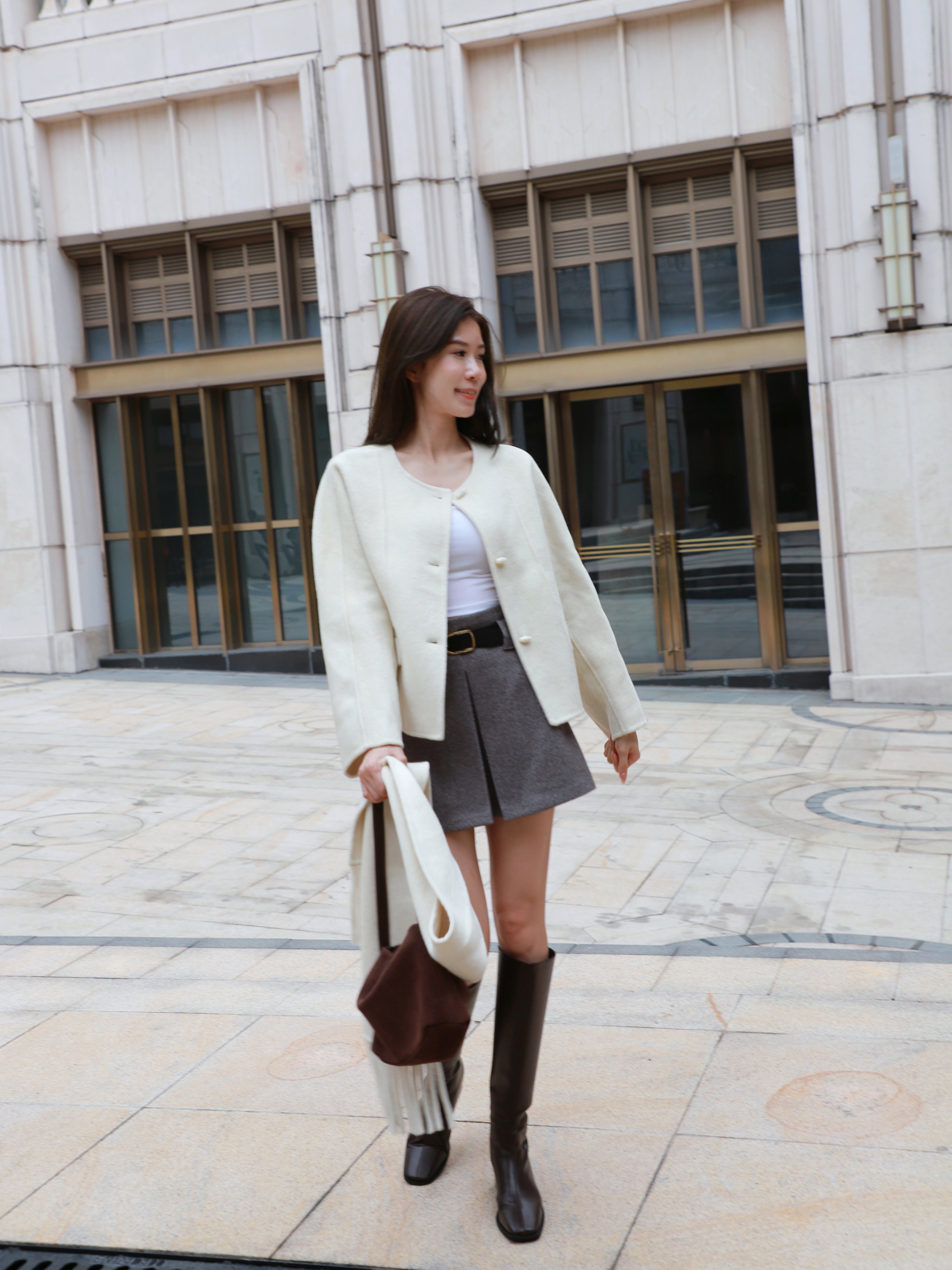 Wool with Scarf Horn Jacket