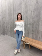 Lace Cross Layered Long Sleeves Top