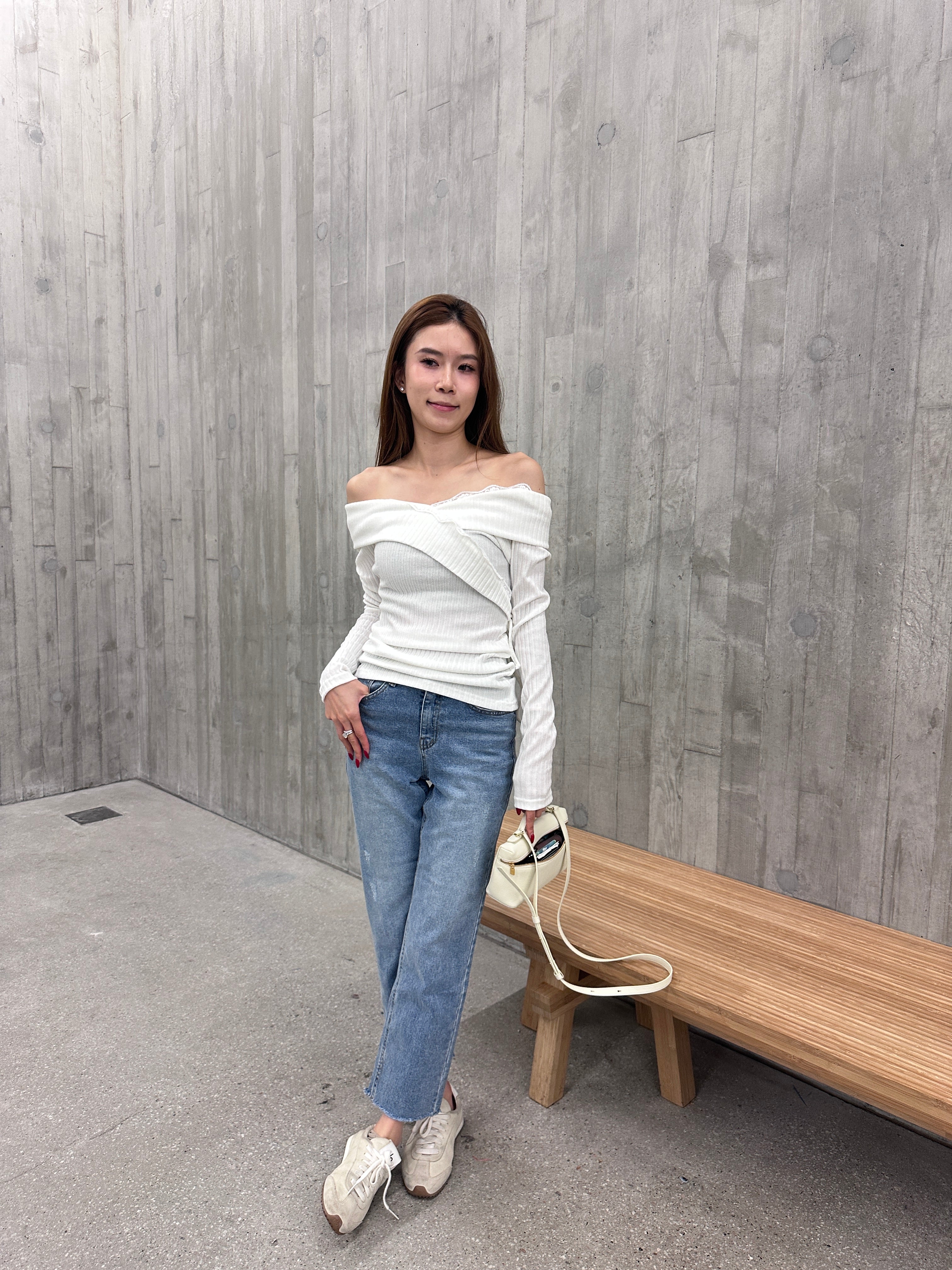 Lace Cross Layered Long Sleeves Top