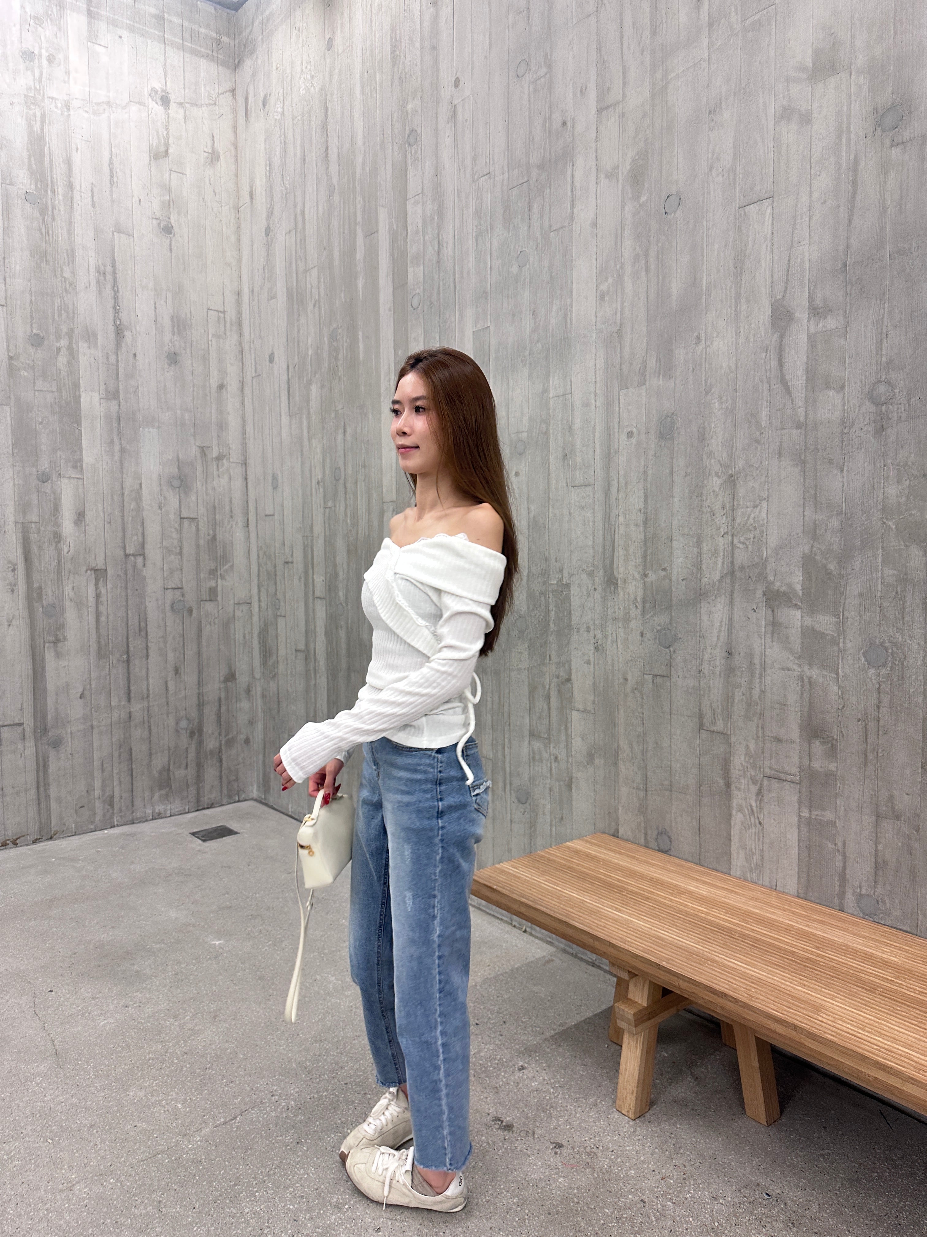 Lace Cross Layered Long Sleeves Top