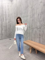 Lace Cross Layered Long Sleeves Top