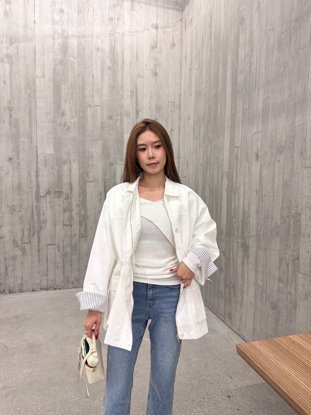 Mix Shirt Layered Trench Coat