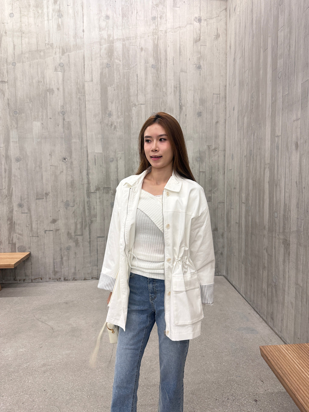 Mix Shirt Layered Trench Coat