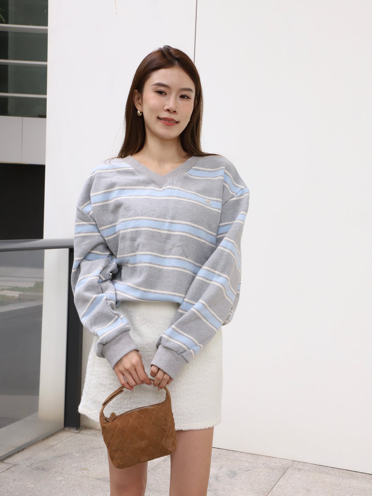 Grey & Blue Striped Sweater