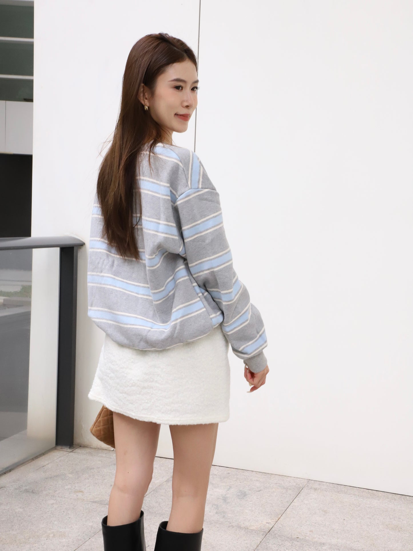 Grey & Blue Striped Sweater