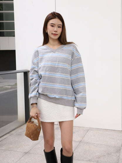 Grey & Blue Striped Sweater
