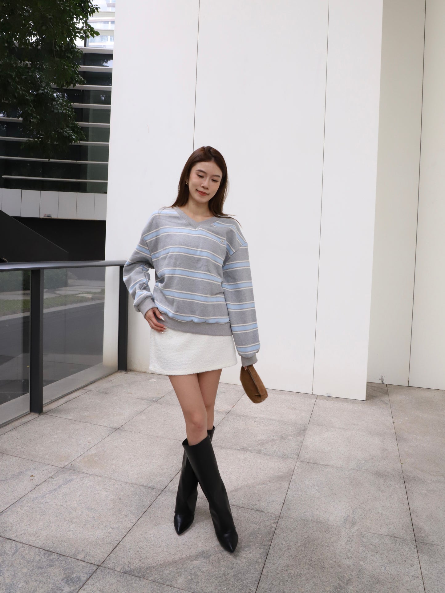 Grey & Blue Striped Sweater