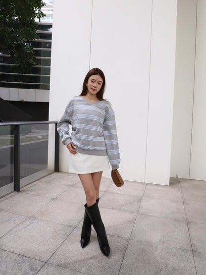 Grey & Blue Striped Sweater