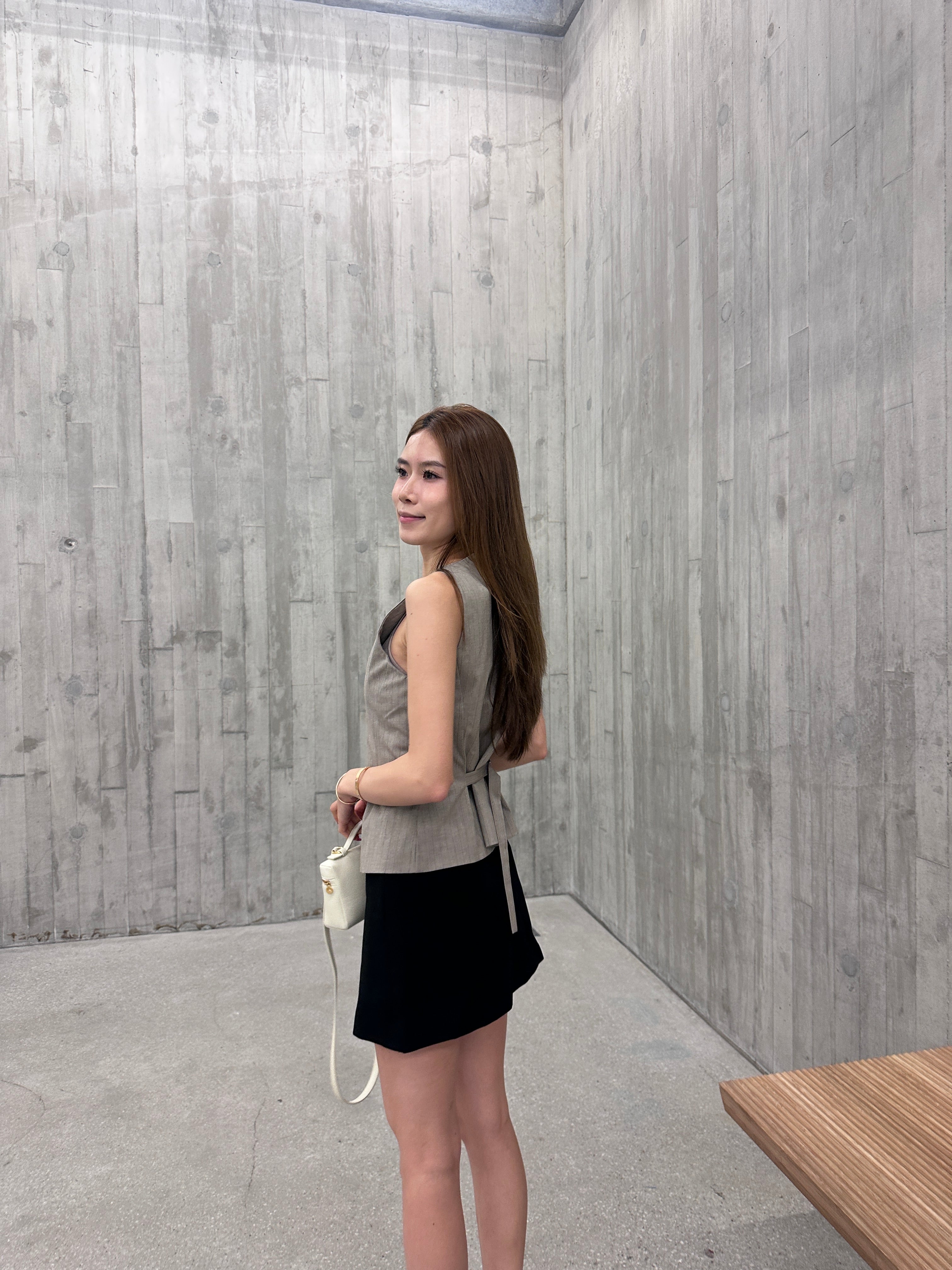Striped V Neck Vest with Button