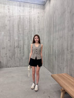 Striped V Neck Vest with Button