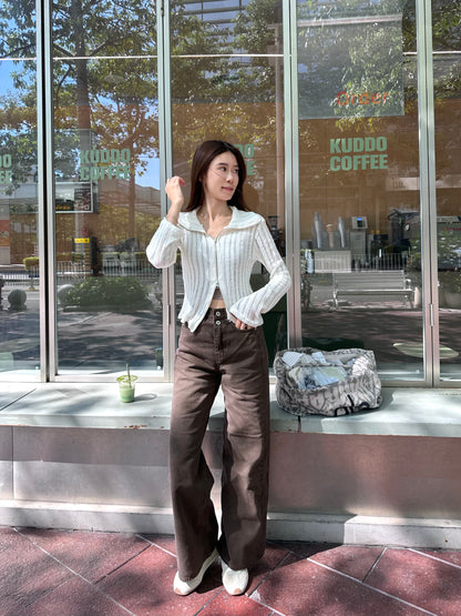 Double Button Autumn Denim Jeans