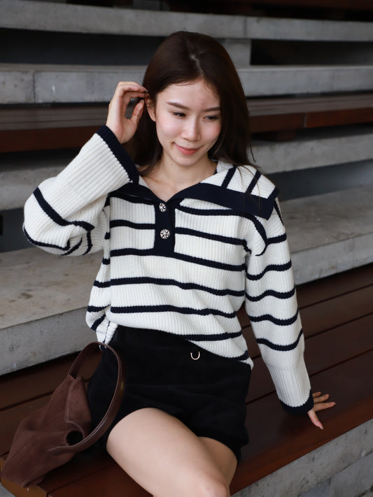 Striped Flowery Sweater