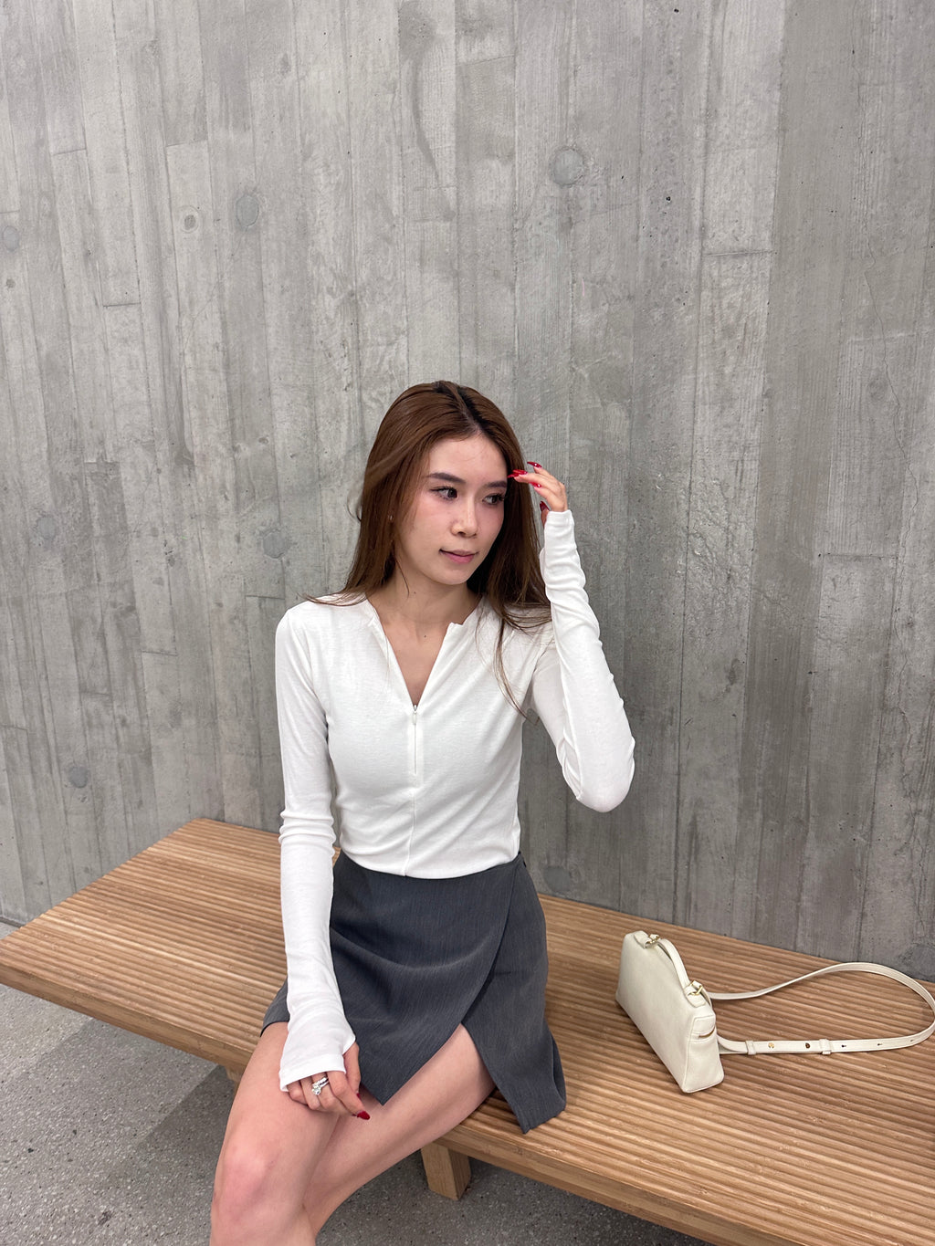 Zip up Long Sleeves Top