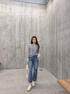 Knitted Autumn Mix Sleeves Cardigan
