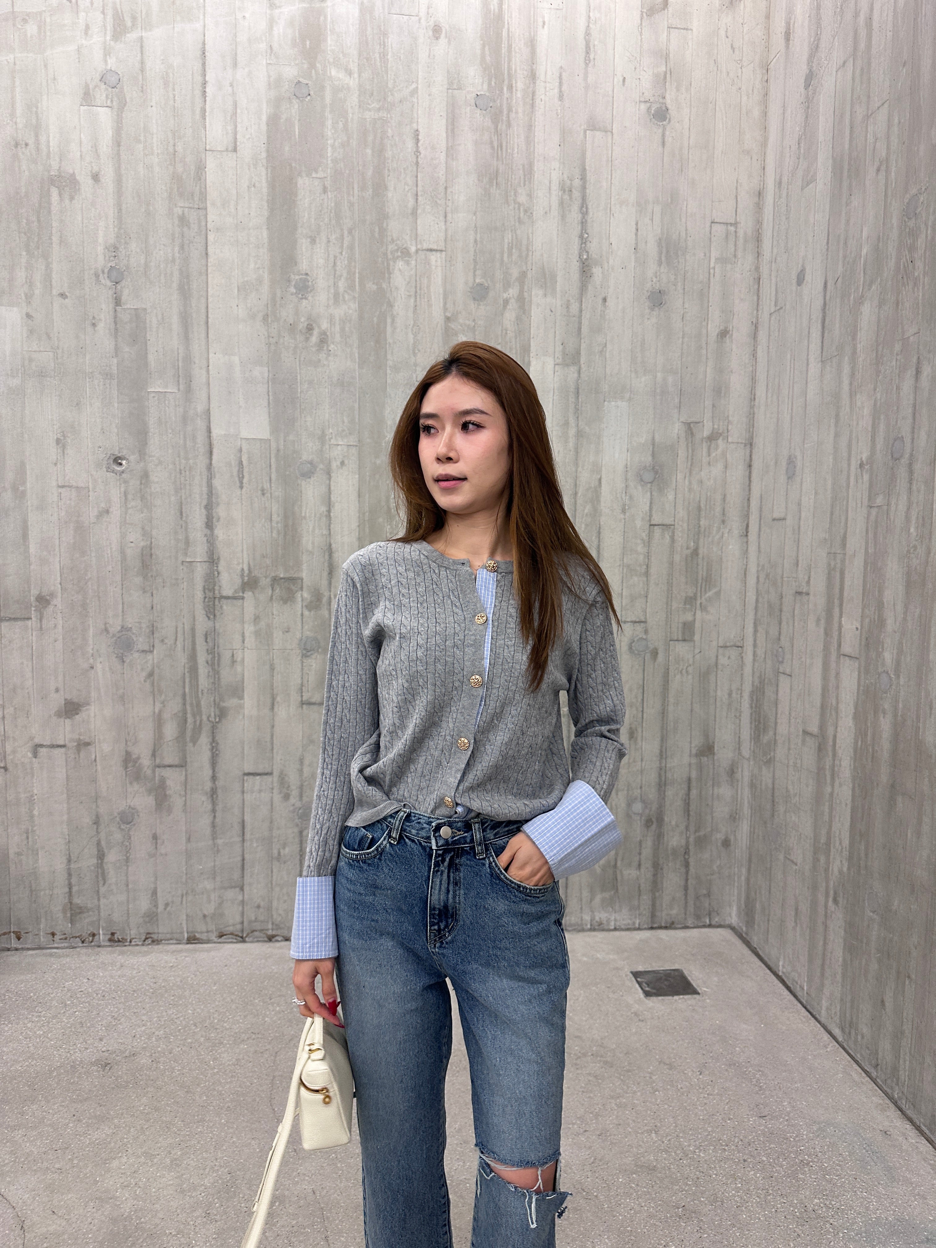 Knitted Autumn Mix Sleeves Cardigan