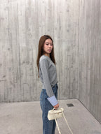 Knitted Autumn Mix Sleeves Cardigan