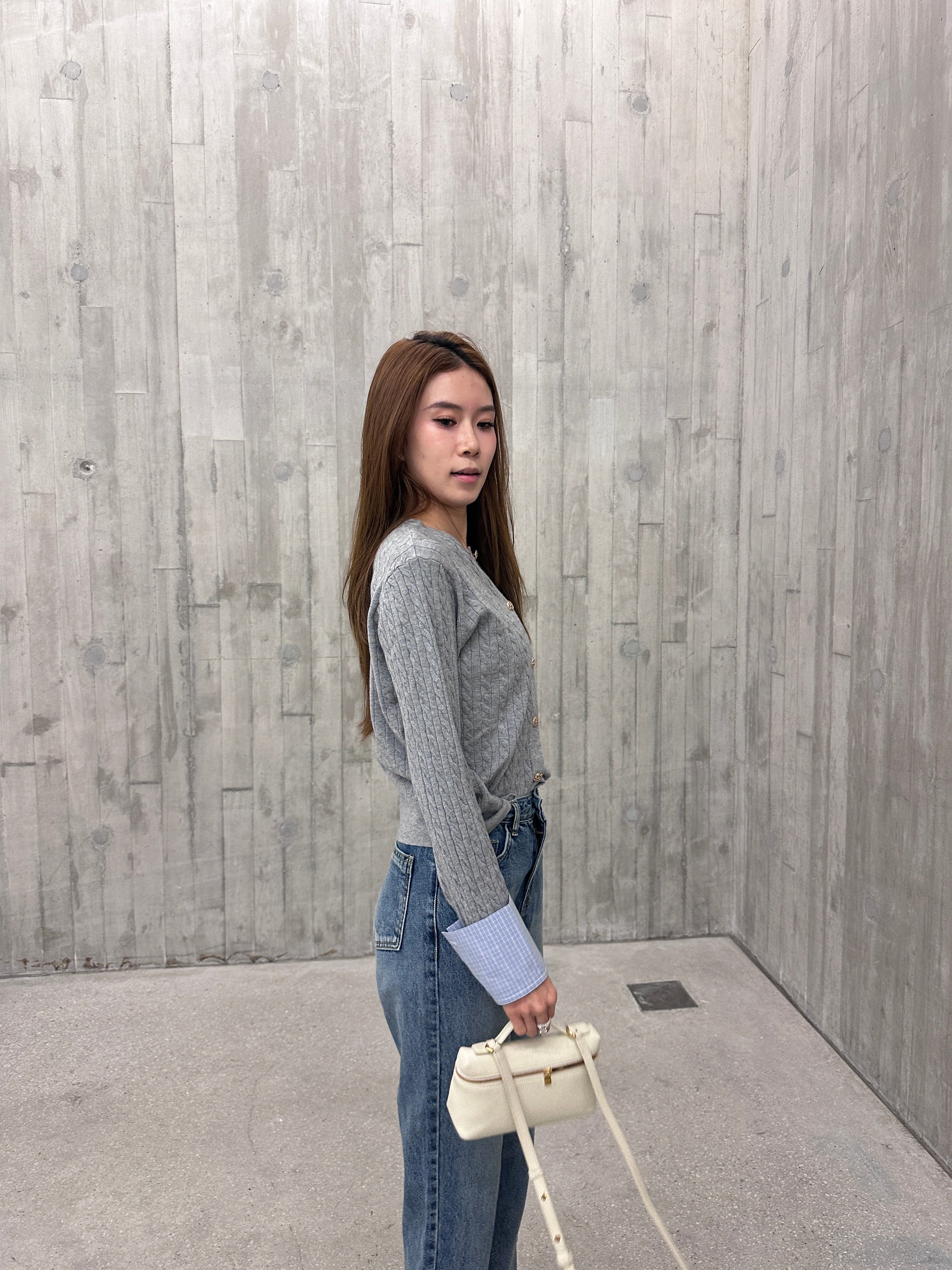 Knitted Autumn Mix Sleeves Cardigan