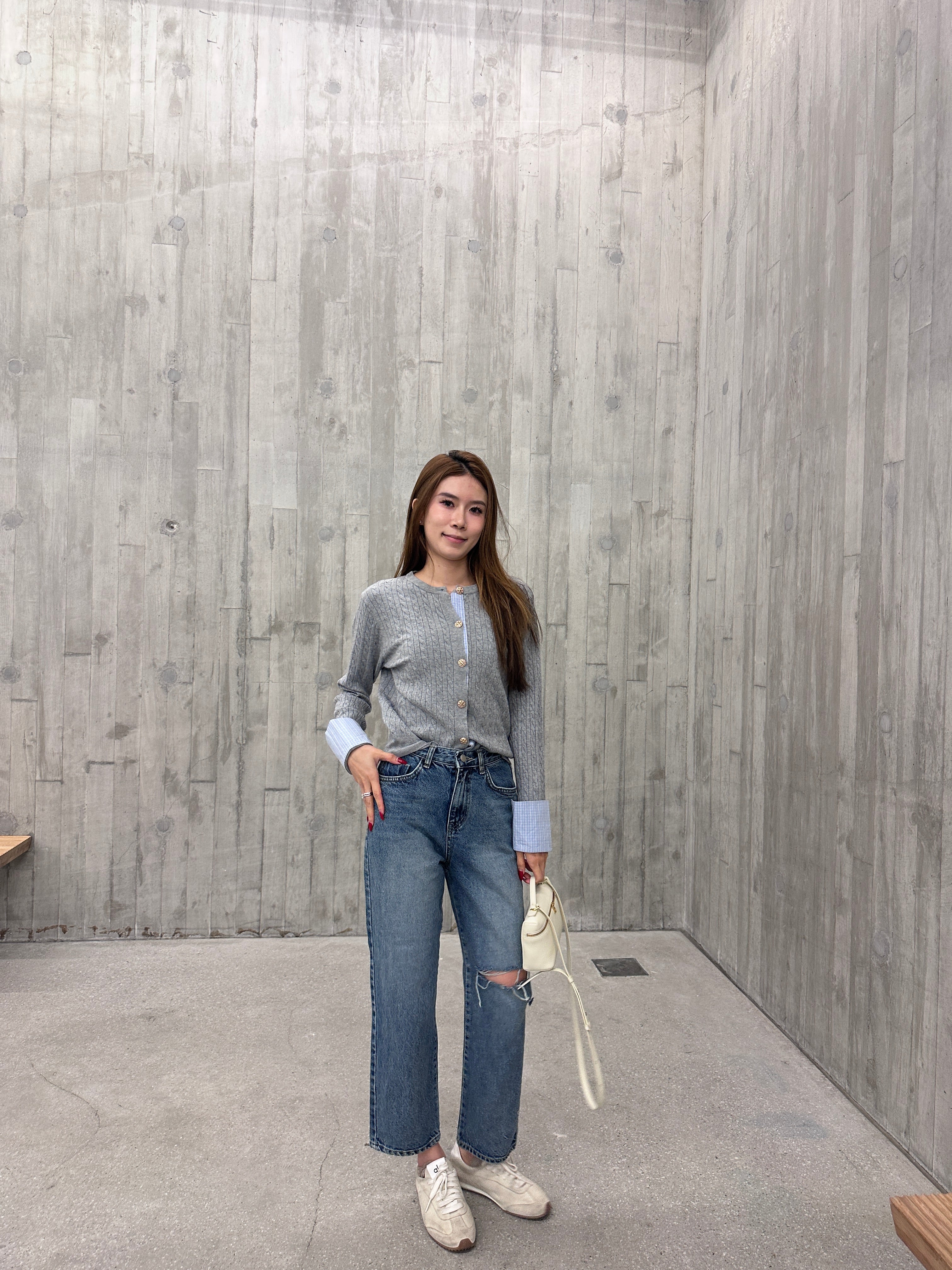 Knitted Autumn Mix Sleeves Cardigan