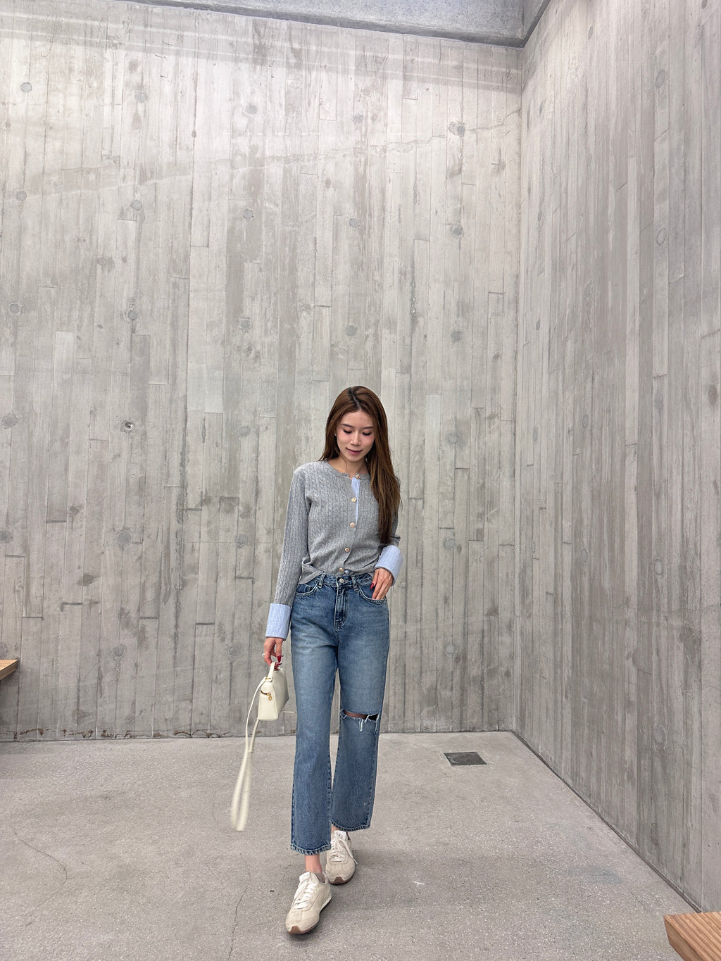 Knitted Autumn Mix Sleeves Cardigan