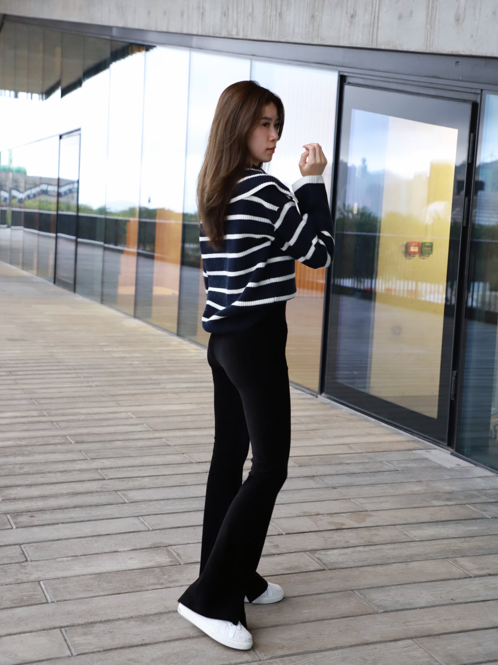 Striped Flowery Sweater
