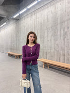 Knitted Summer Twisted Button Cardigan