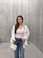 Cross Neck Striped Bra Top