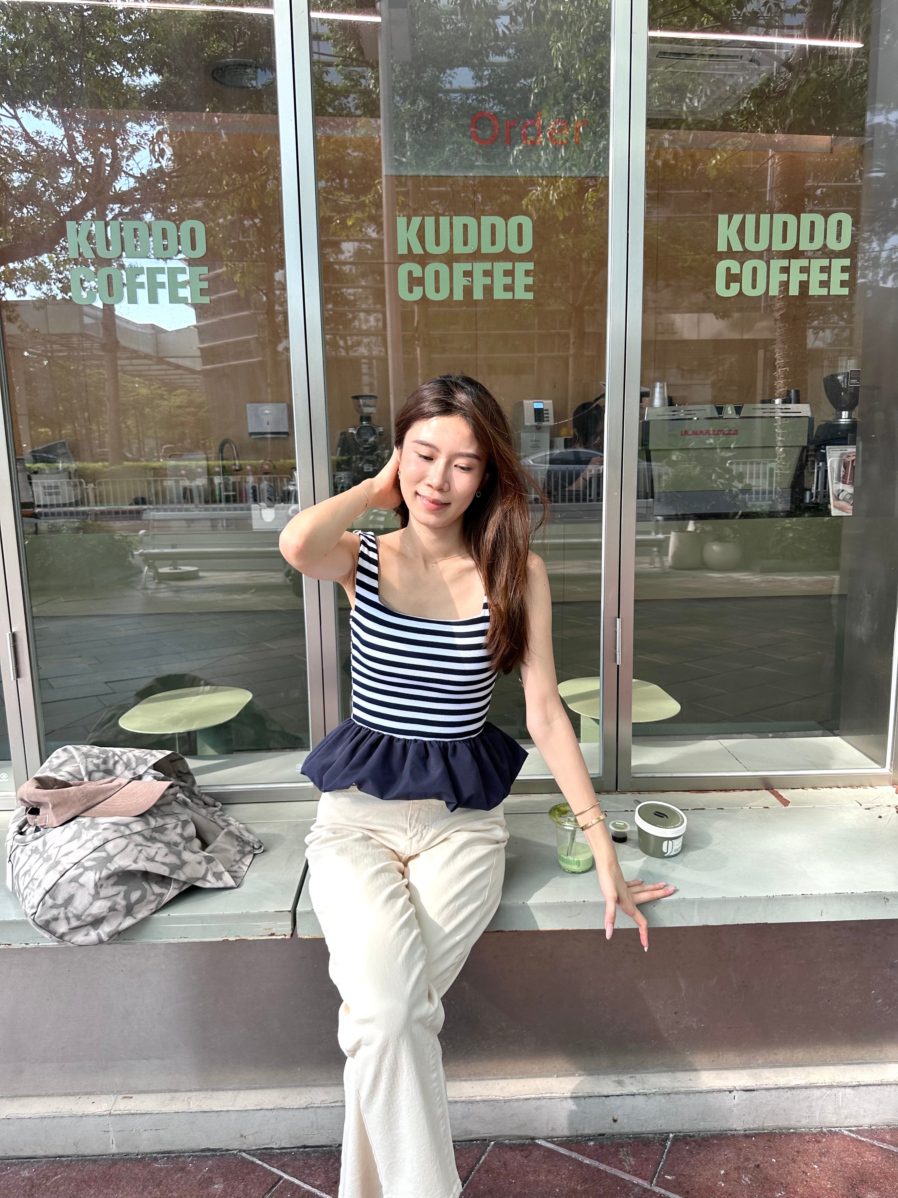 Striped Ruffles Blue Tank Top