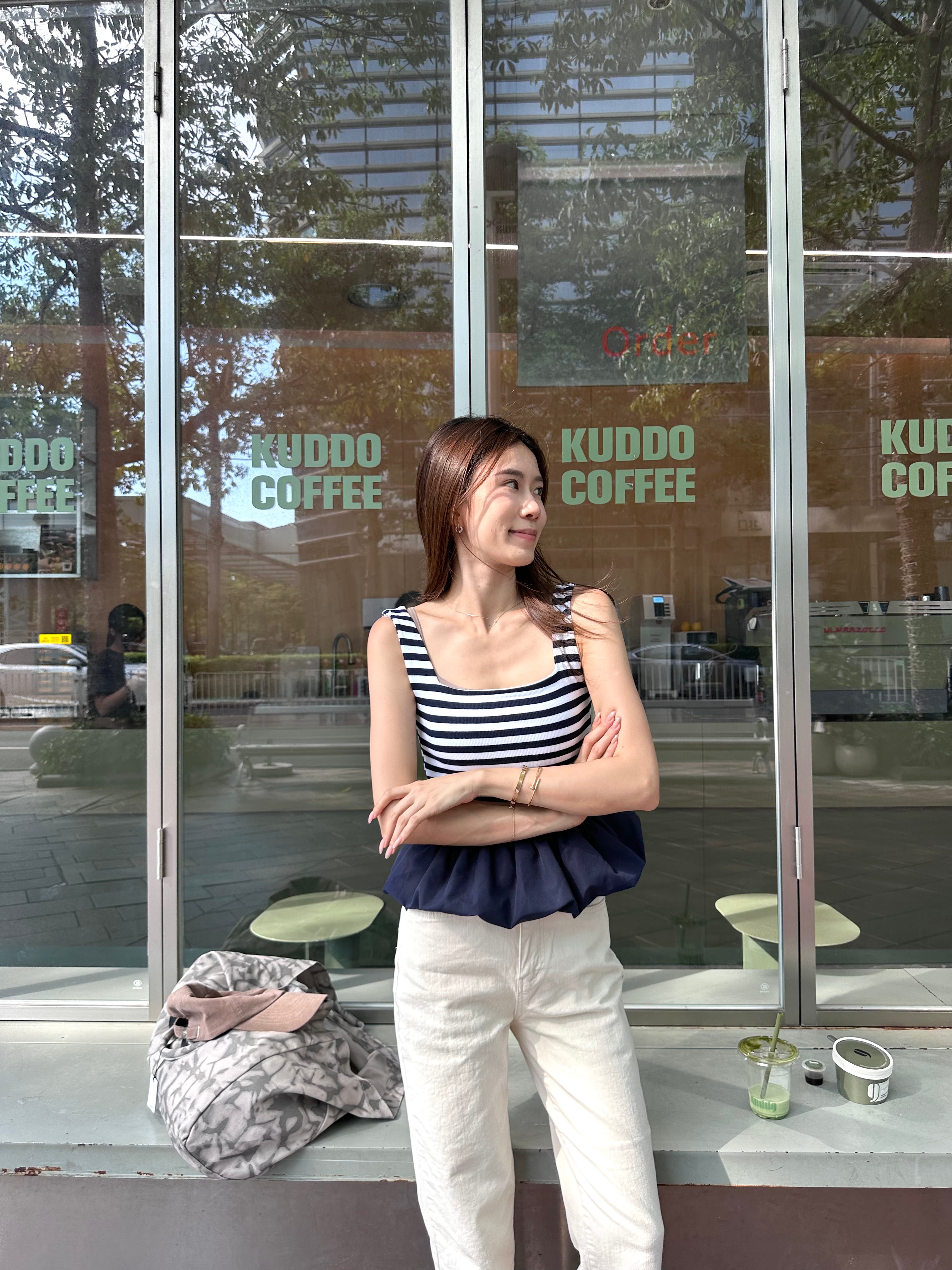 Striped Ruffles Blue Tank Top
