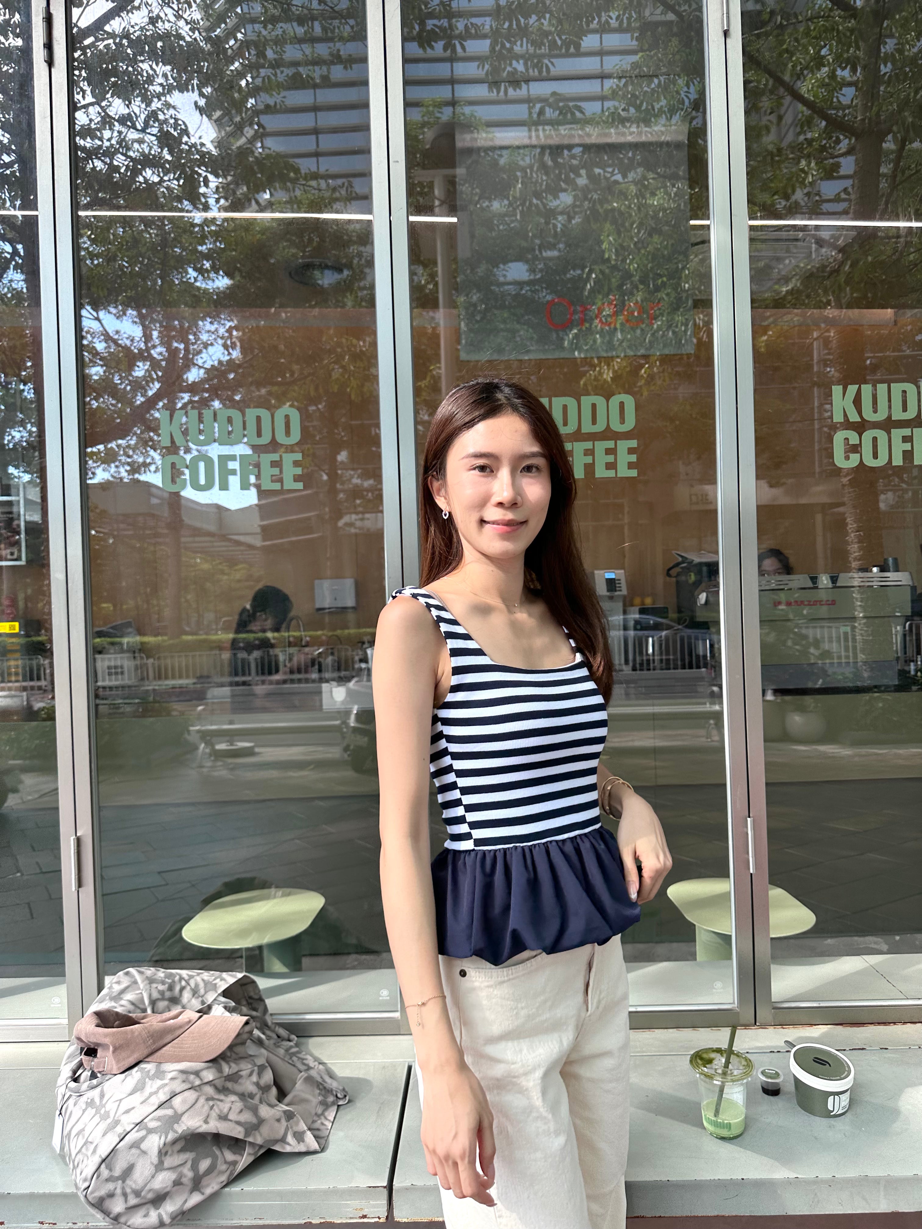 Striped Ruffles Blue Tank Top
