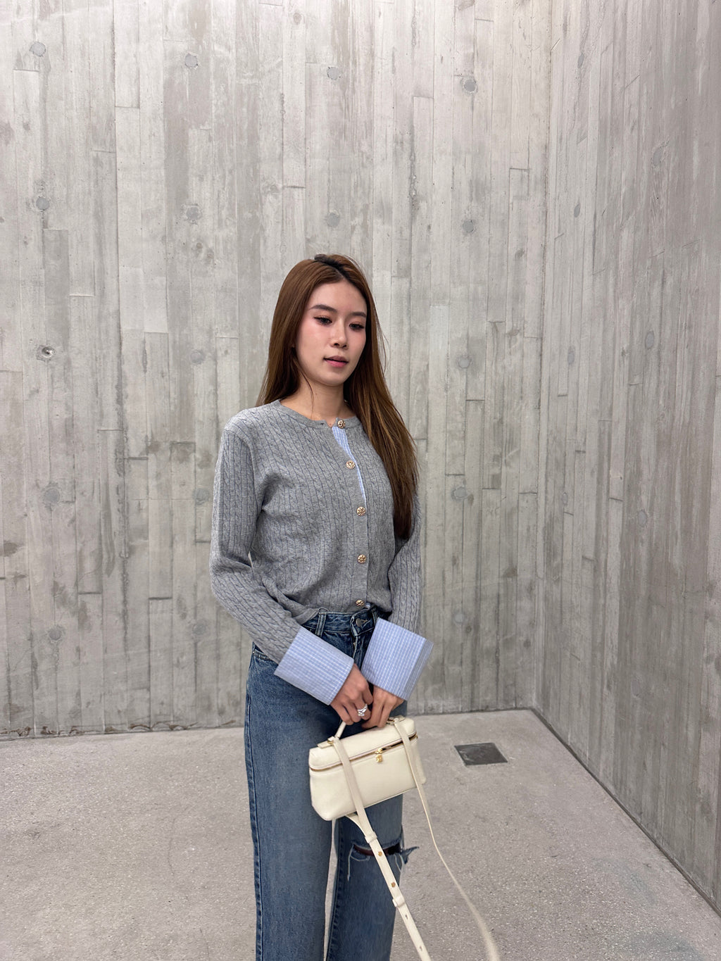 Knitted Autumn Mix Sleeves Cardigan