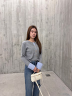 Knitted Autumn Mix Sleeves Cardigan