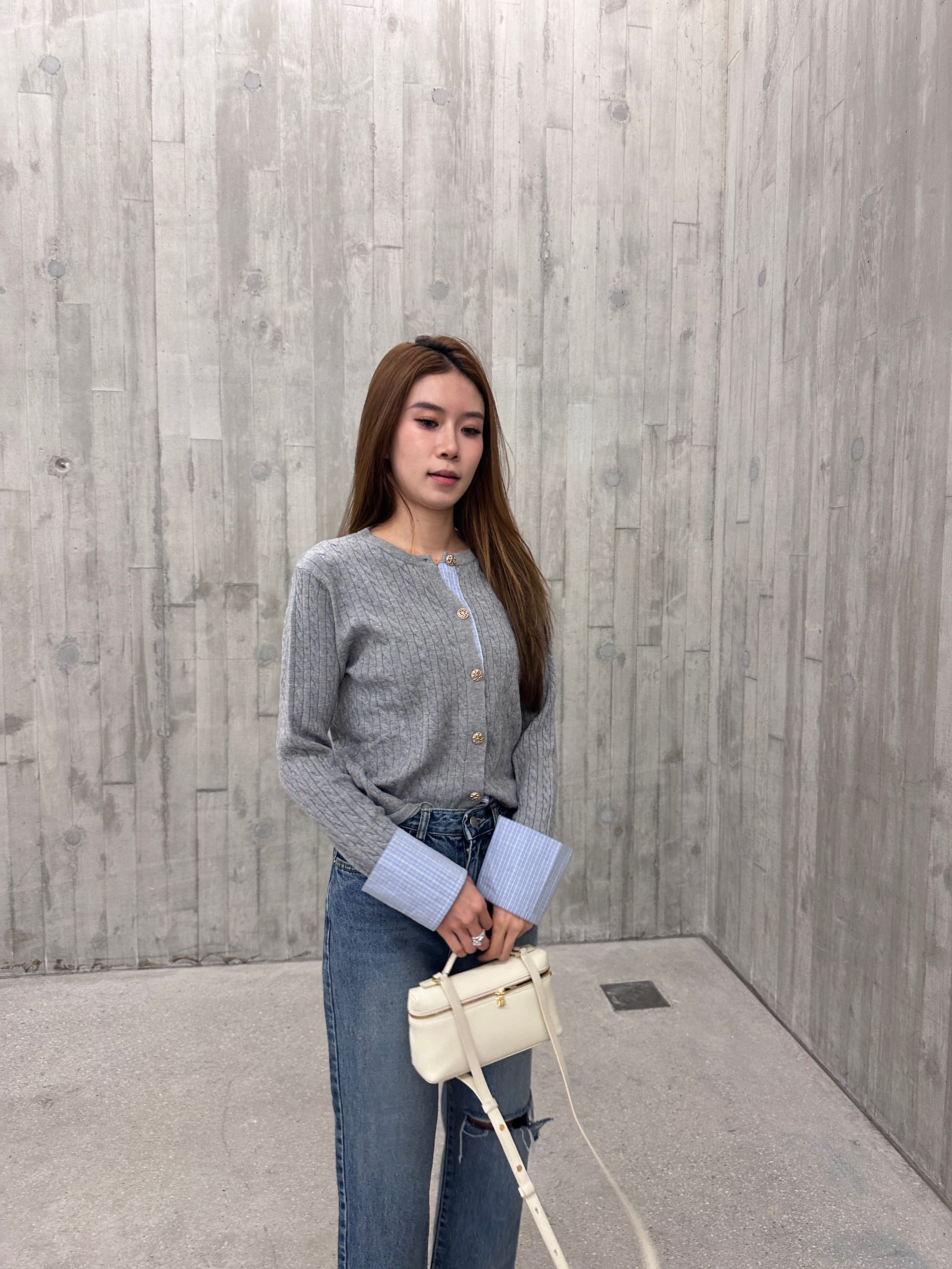 Knitted Autumn Mix Sleeves Cardigan