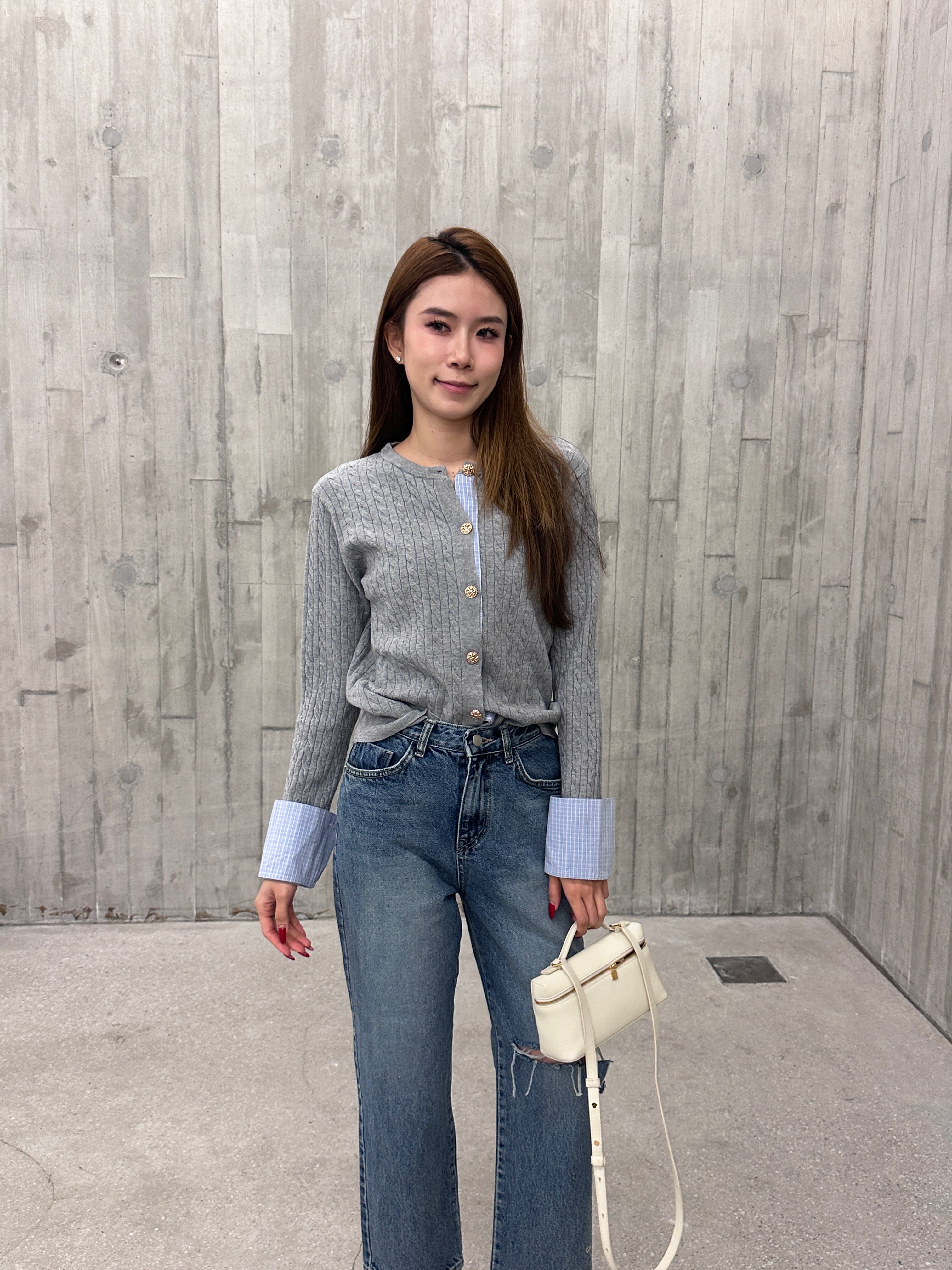 Knitted Autumn Mix Sleeves Cardigan