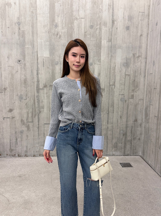 Knitted Autumn Mix Sleeves Cardigan