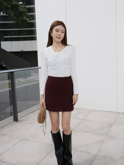 Cross Twisted Cotton Long Sleeves Top