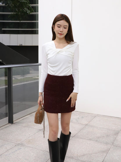 Cross Twisted Cotton Long Sleeves Top