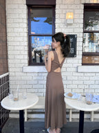 Ribbon Knot at Back Maxi Dress (with pads)