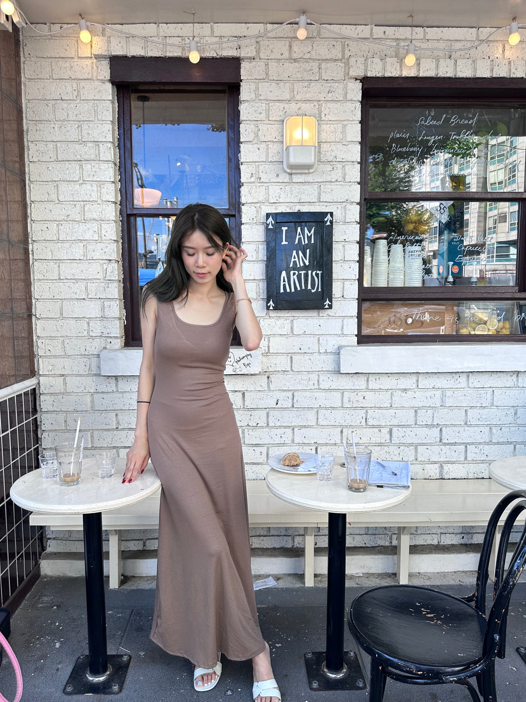 Ribbon Knot at Back Maxi Dress (with pads)