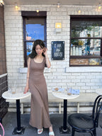 Ribbon Knot at Back Maxi Dress (with pads)