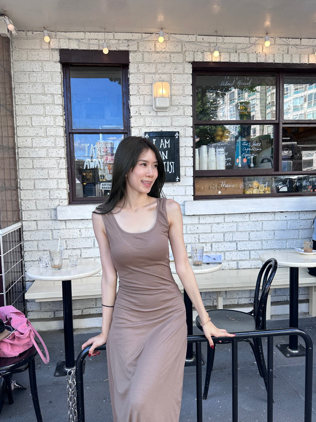 Ribbon Knot at Back Maxi Dress (with pads)