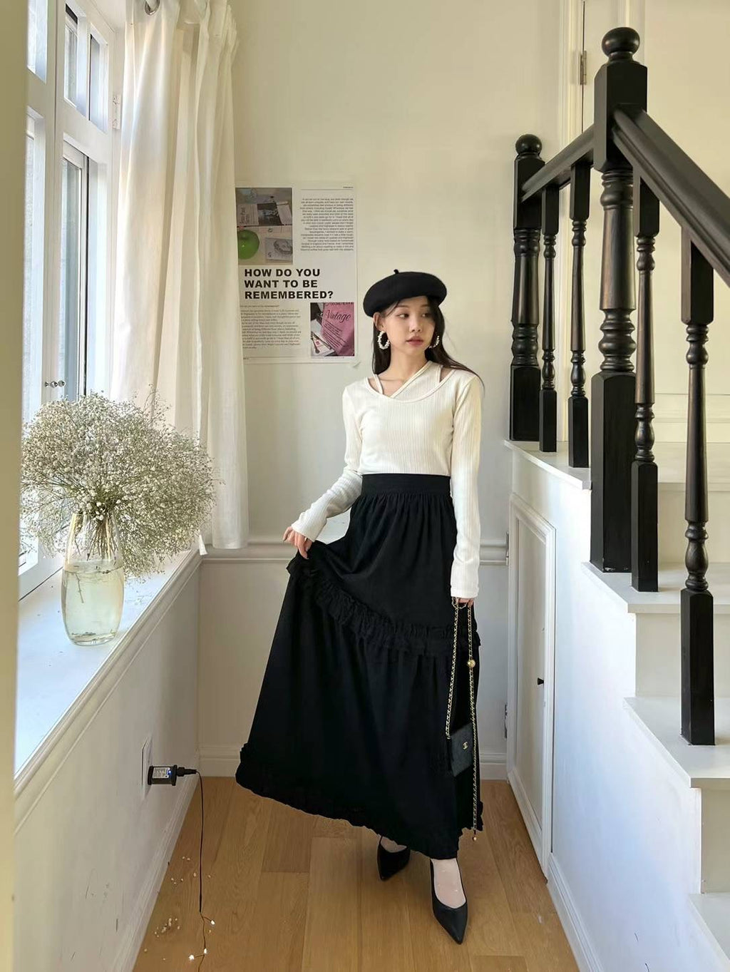 Two Ruffles Maxi Skirt
