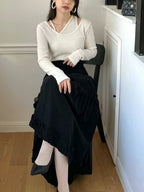 Two Ruffles Maxi Skirt