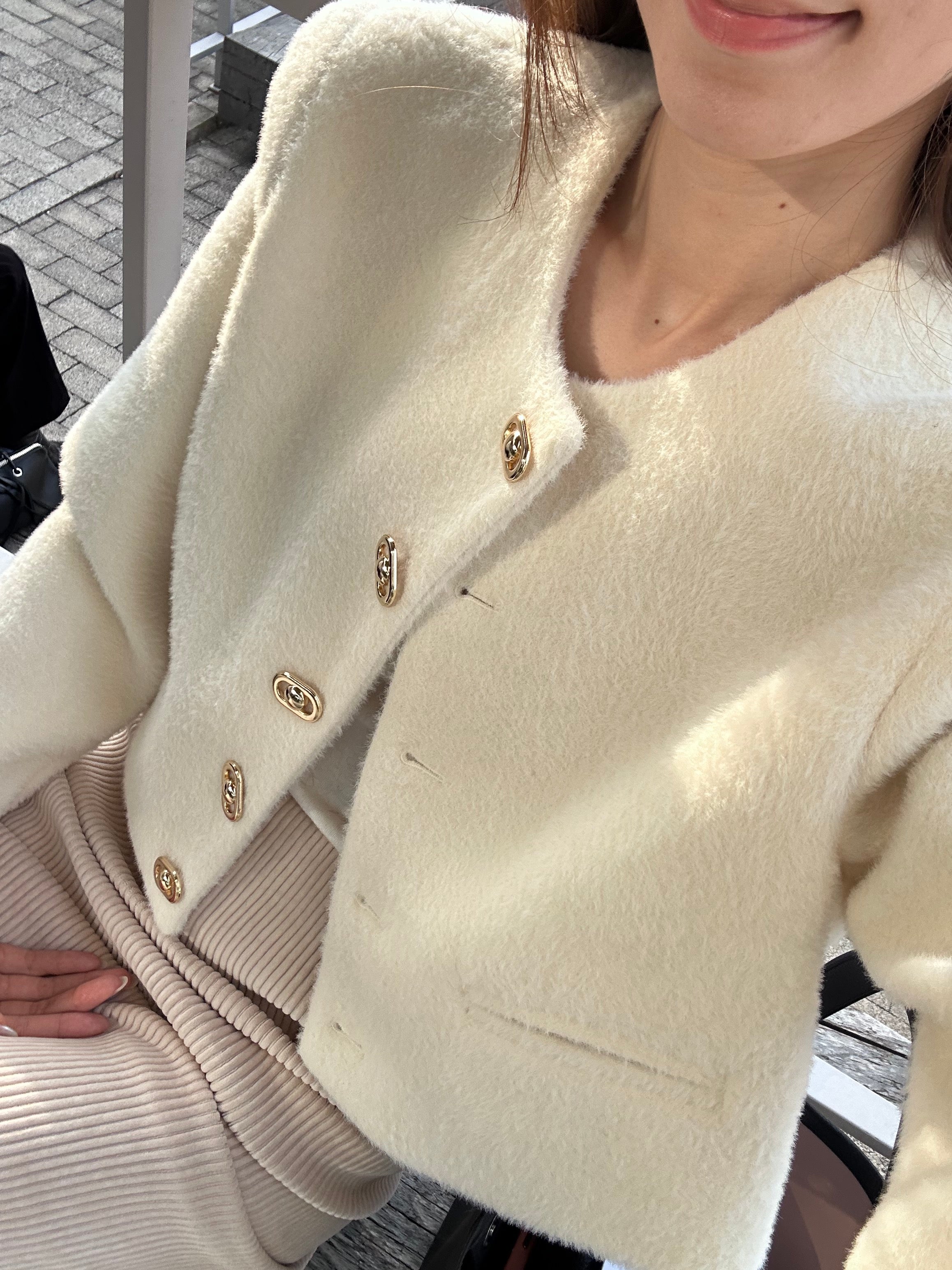 Special Button Fluffy Jacket