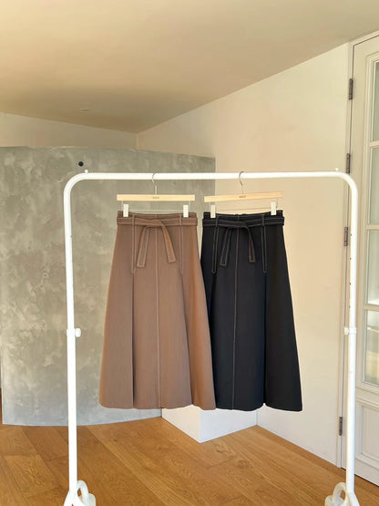 A-Lined Belted Maxi Skirt